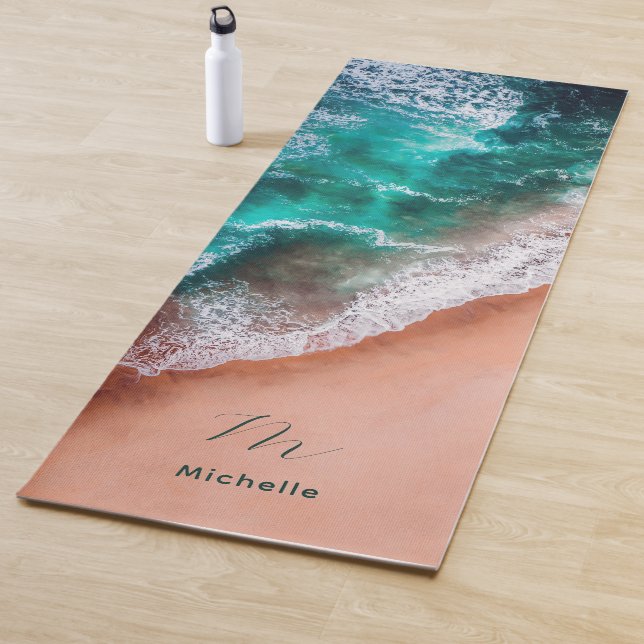 Blue ocean beach Monogram Yoga Mat (In Situ)