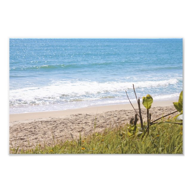 Blue Ocean Beach Waves Photograph (Front)