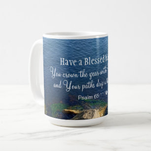 Blue Ocean Blessed New Year Christian Bible Verse Coffee Mug