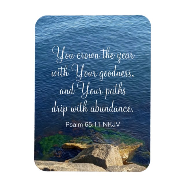 Blue Ocean Blessed New Year Christian Bible Verse Magnet (Vertical)