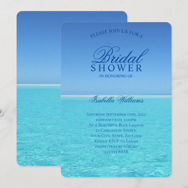 Blue Ocean Bridal Shower  Invitation (Front/Back)