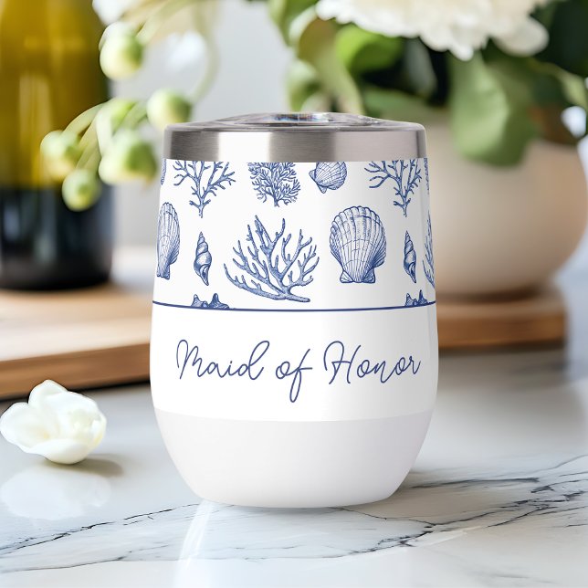 Blue Ocean Coastal Bridal Party Sea Beach Name (Blue Ocean Coastal Bridal Party Sea Beach Name Thermal Wine Tumbler)