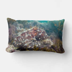 Blue ocean coral octopus lumbar pillow