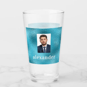Blue ocean custom photo monogram  glass