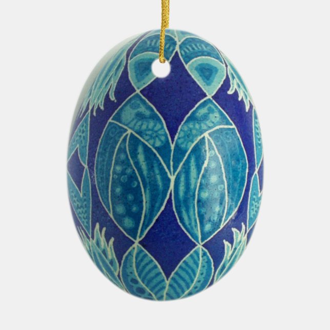 Blue Ocean Egg Ceramic Ornament (Front)