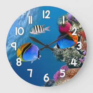 Blue Ocean Fish Wall Clock – Underwater Sea Life H
