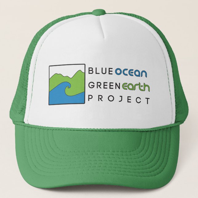 Blue Ocean Green Earth- Green Trucker Hat (Front)