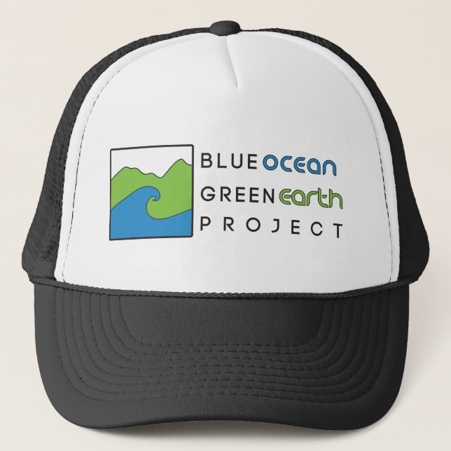 Blue Ocean Green Earth Project Black Trucker Hat (Front)