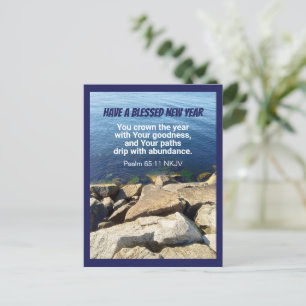 Blue Ocean Happy New Year Christian Faith Postcard
