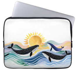 Blue Ocean & Happy Whales Laptop Sleeve