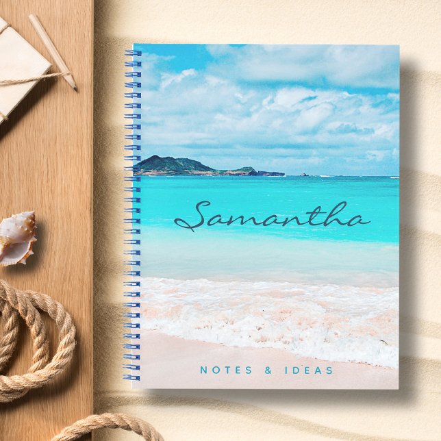 Blue Ocean Hawaii Tropical Sandy Beach Photo Name Notebook (Creator Uploaded)