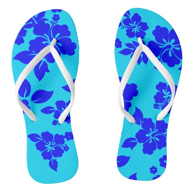 Blue Ocean Hawaiian Pattern Thongs (Footbed)