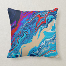 Blue Ocean Marble Textures Pillow