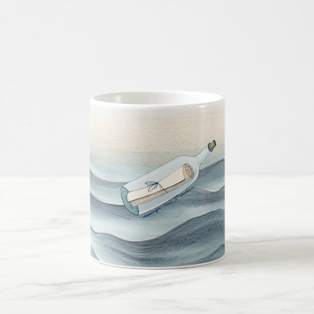 Blue Ocean Message in a Bottle Coffee Mug (Center)