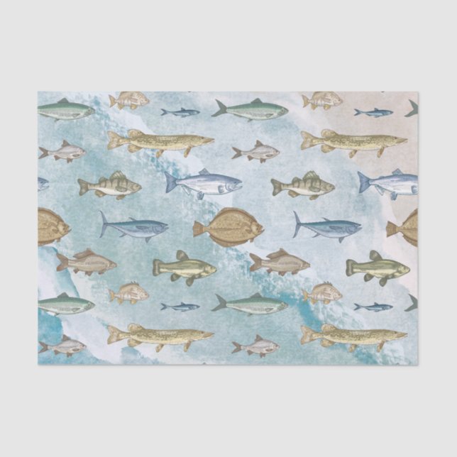 Blue Ocean Nautical Seascape   Tissue Paper (Front)