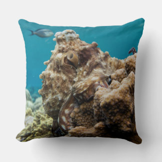 Blue ocean octopus coral reef cushion