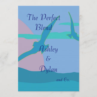 Blue Ocean Paradise Theme Blended Family Wedding Invitation