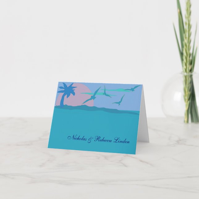 Blue Ocean Paradise Theme Thank You Card (Front)