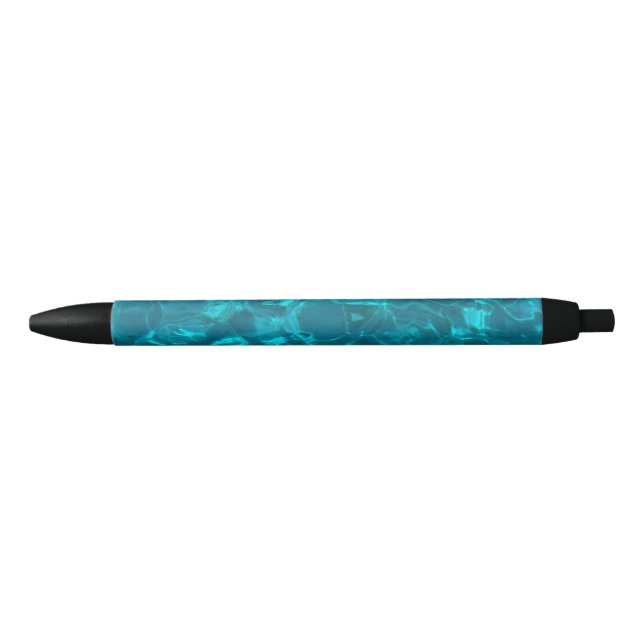 Blue Ocean Pattern, Beach Ocean View Lovers Black Ink Pen (Front)