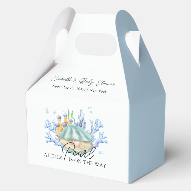 Blue Ocean Pearl Under The Sea Baby Shower  Favour Box (Front)