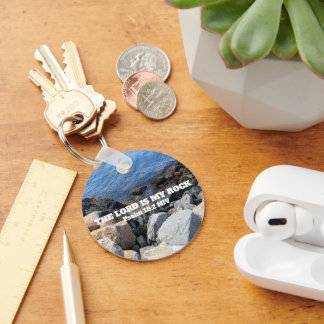   Blue Ocean Photo Lord is My Rock Bible Verse Key Ring