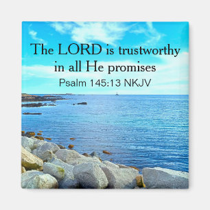 Blue Ocean Photo the Lord Is Trustworthy Christian Magnet