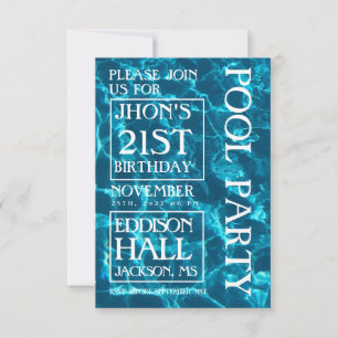 Blue Ocean Pool Party Birthday invitation