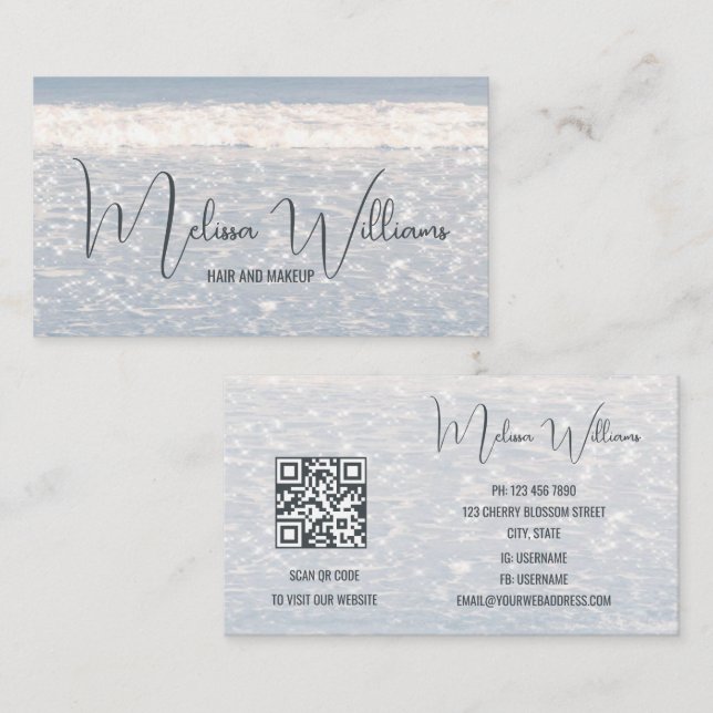 Blue Ocean QR Code  Business Card (Front/Back)