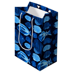 Blue Ocean Reef Fish Watercolor Design Medium Gift Bag