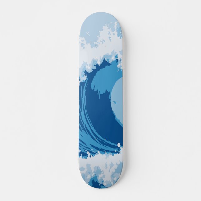 Blue Ocean Rip Curl Wave Abstract Design Skateboard (Front)