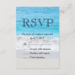 Blue Ocean Sand Wave Wedding RSVP Card
