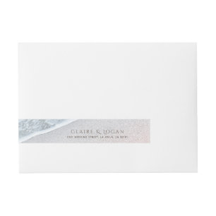 Blue Ocean & Sandy Beach Monogram Wraparound Label