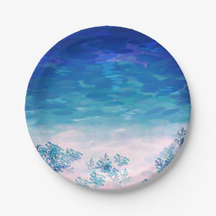 Blue Ocean Sea Beach Paper Plate