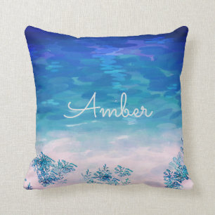 Blue Ocean Sea Beach Personalised Cushion