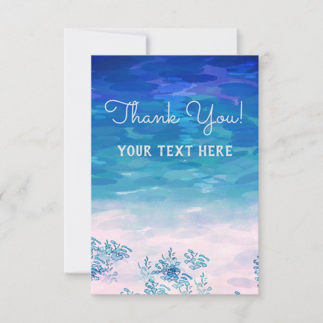Blue Ocean Sea Beach Personalised Thank You Card (Front)