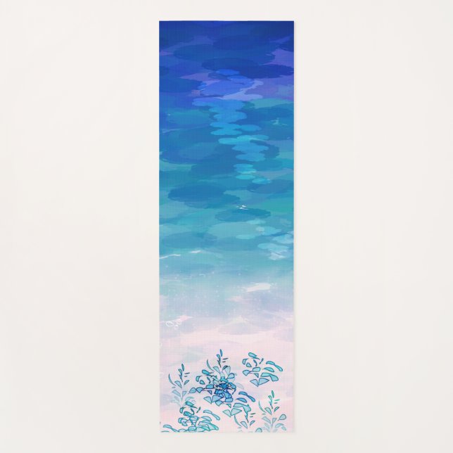Blue Ocean Sea Beach Yoga Mat (Front)
