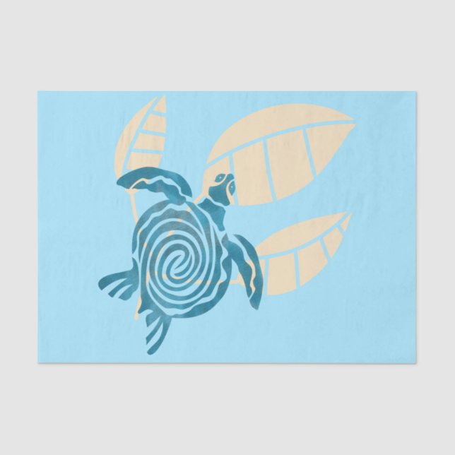 Blue Ocean Sea Turtle Digital Design Tissue Paper (Front)