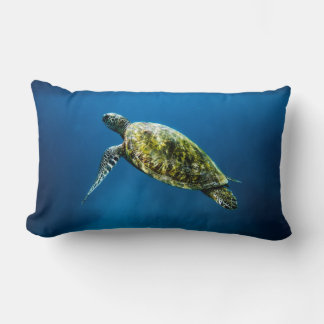 Blue ocean sea turtle lumbar pillow