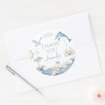 Blue Ocean Sea You Soon Baby Boy Shower Thank You