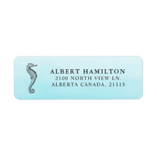 Blue Ocean Seahorse   Personalised Return Address Label