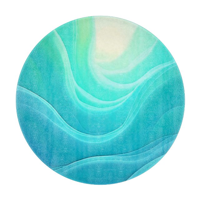 Blue Ocean Serenity Abstract Waves Design Cutting Board (Front)