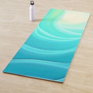 Blue Ocean Serenity Abstract Waves Design Yoga Mat