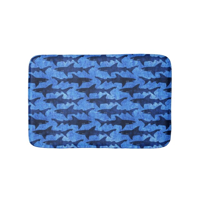 Blue Ocean Shark Attack Bath Mat (Front)