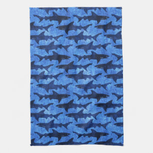 Blue Ocean Shark Attack Tea Towel