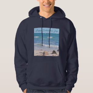 Blue Ocean Shore Valentines Day Sandy Beach Navy Hoodie