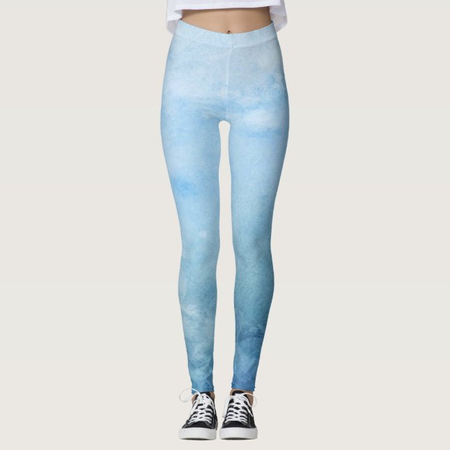 blue ocean simple cute sparkle modern leggings (Front)