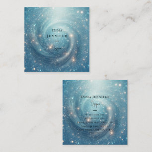 Blue Ocean Subtle gentle glitter background Square Business Card