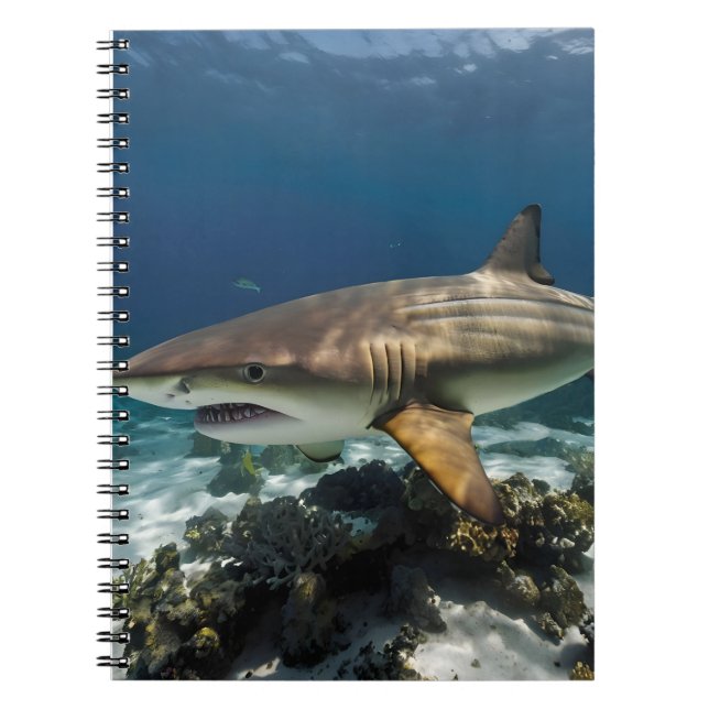 Blue Ocean Summer Beach  shark Photo          Notebook (Front)