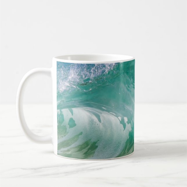 Blue Ocean Summer Beach Waves Coffee Mug (Left)