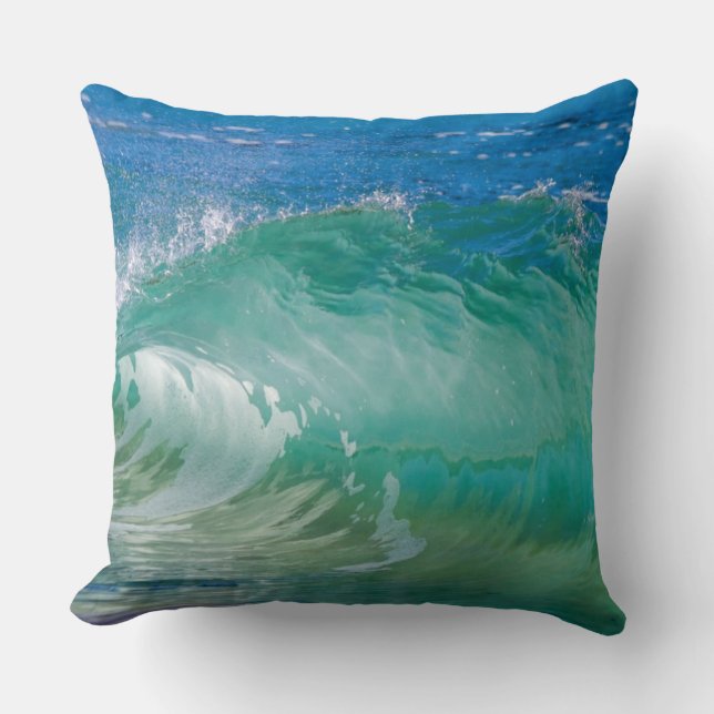 Blue Ocean Summer Beach Waves Cushion (Front)